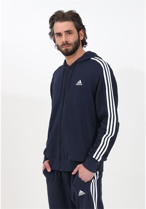 Essentials French Terry 3-Stripes Men's Blue Zip Sweatshirt ADIDAS PERFORMANCE | IC0434.